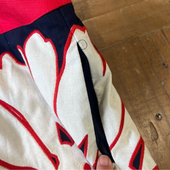 Boden Floral Appliqué Navy Skirt US 6 Daisy Boho Preppy Knee Length A-line - Picture 6 of 10